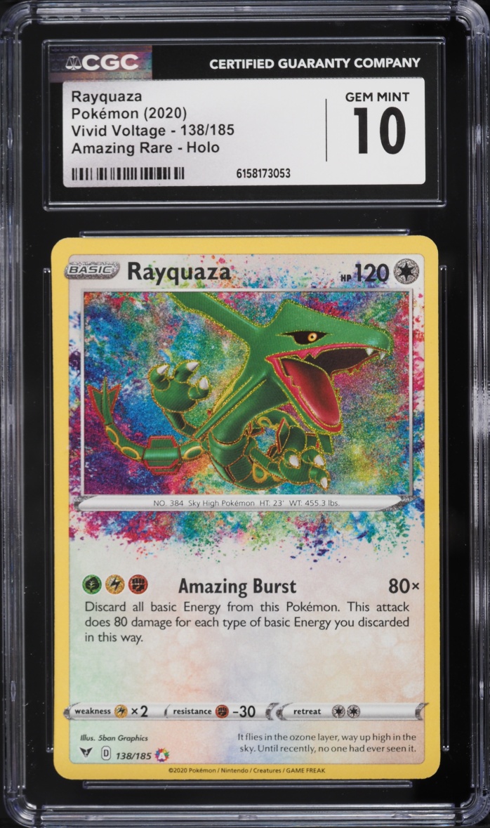 2020 Pokemon Sword & Shield Vivid Voltage Amazing Rare Rayquaza #138 CGC 10 GEM MINT