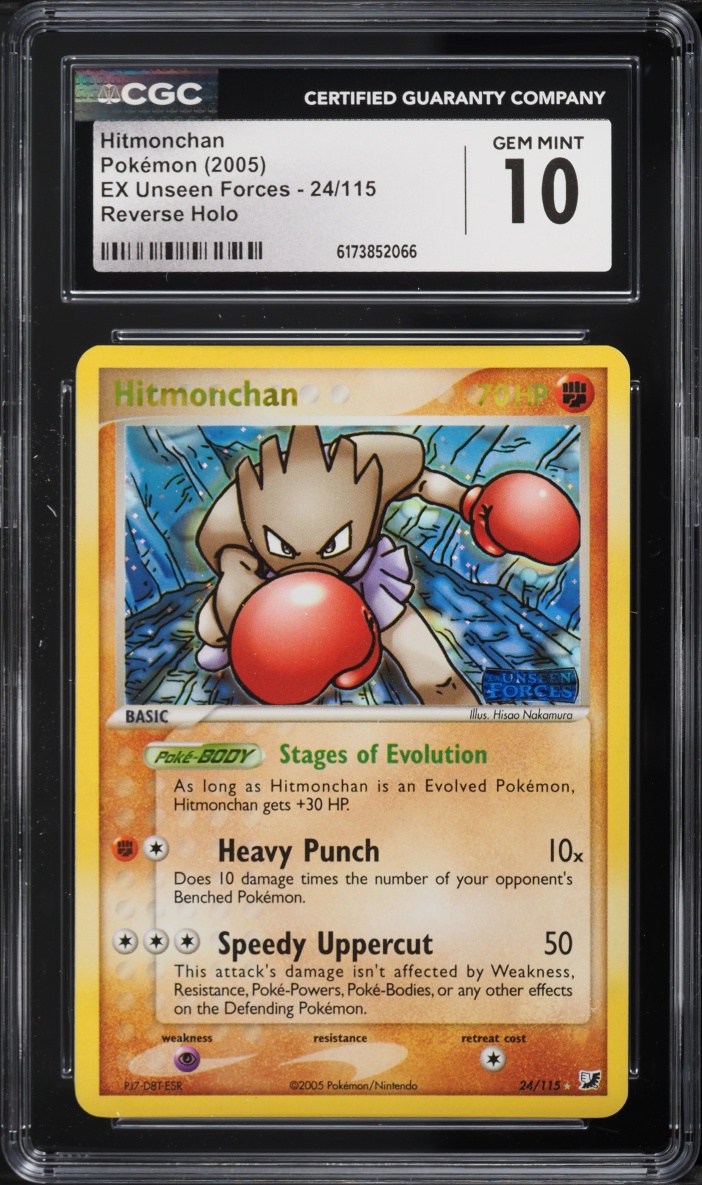 2005 Pokemon EX Unseen Forces Reverse Holo Hitmonchan #24 CGC 10 GEM MINT