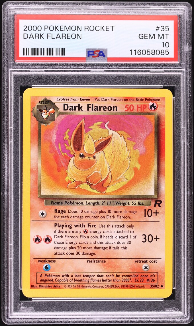 2000 Pokemon Team Rocket Dark Flareon #35 PSA 10 GEM MINT