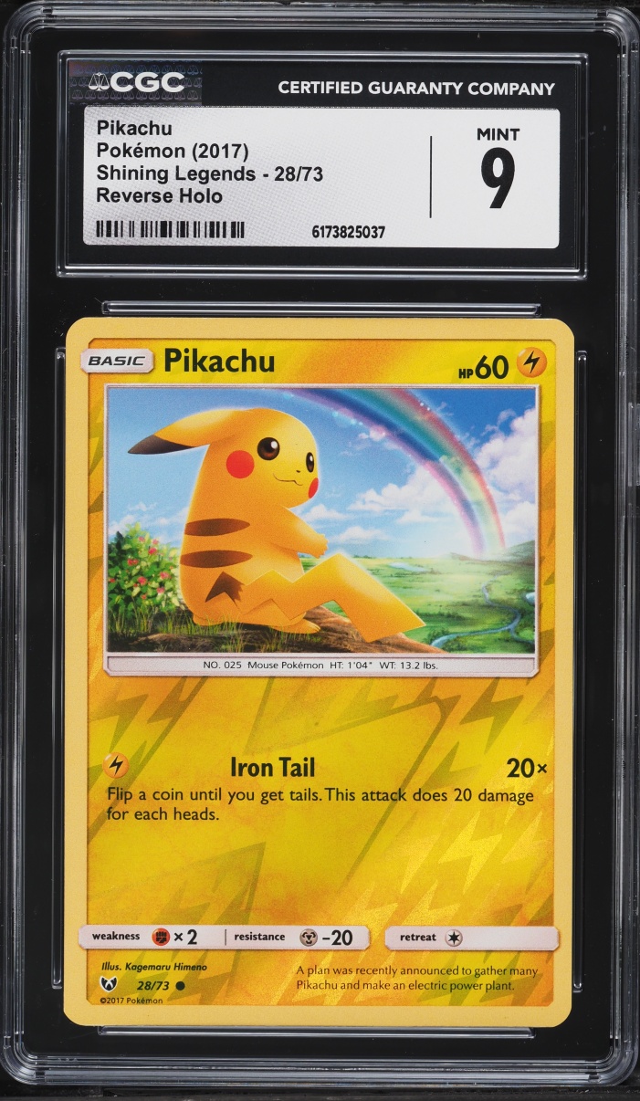 2017 Pokemon Sun & Moon Shining Legends Reverse Holo Pikachu #28 CGC 9 MINT