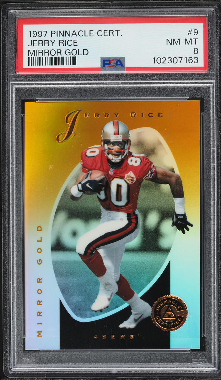 1997 Pinnacle Certified Mirror Gold Jerry Rice #9 PSA 8 NM-MT