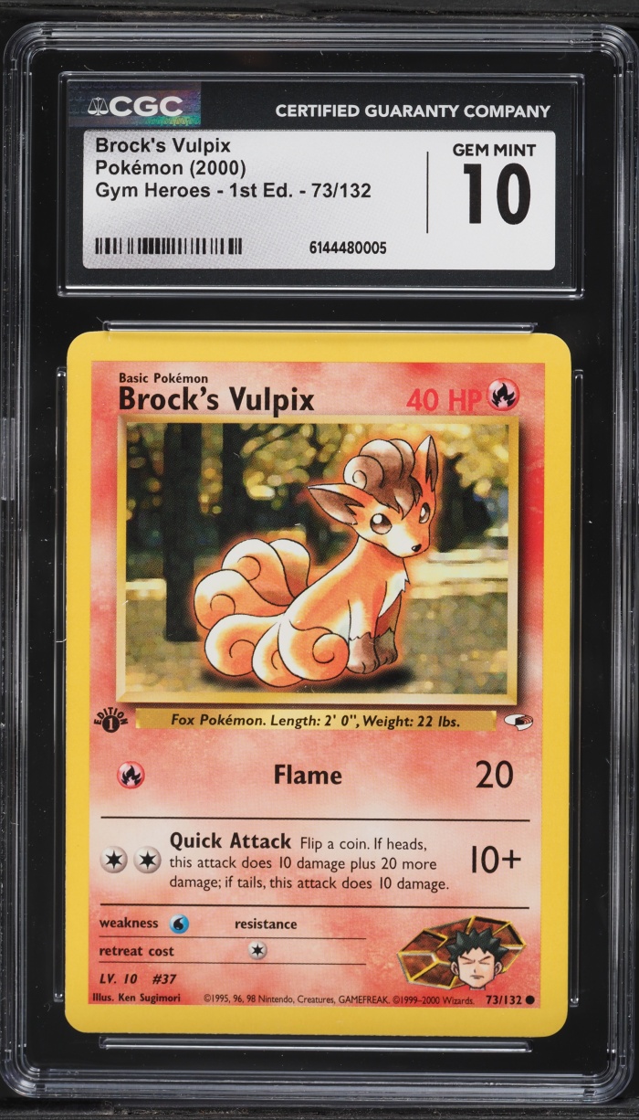 2000 Pokemon Gym Heroes 1st Edition Brock's Vulpix #73 CGC 10 GEM MINT