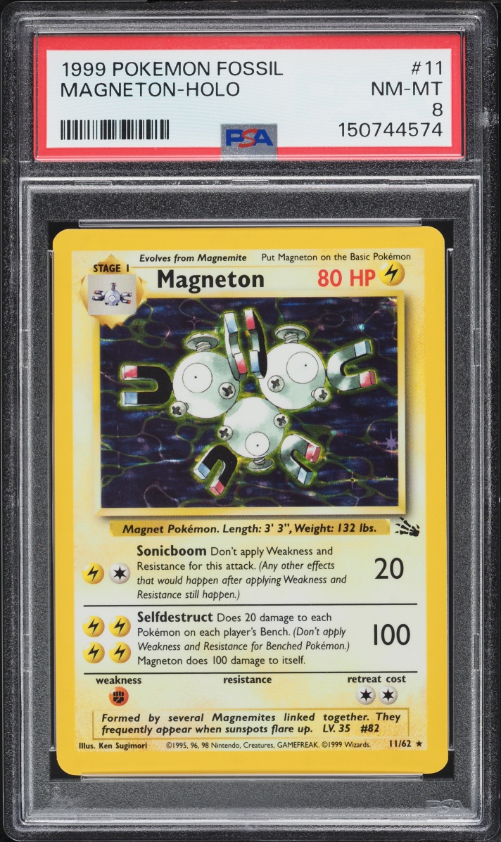 1999 Pokemon Fossil Holo Magneton #11 PSA 8 NM-MT