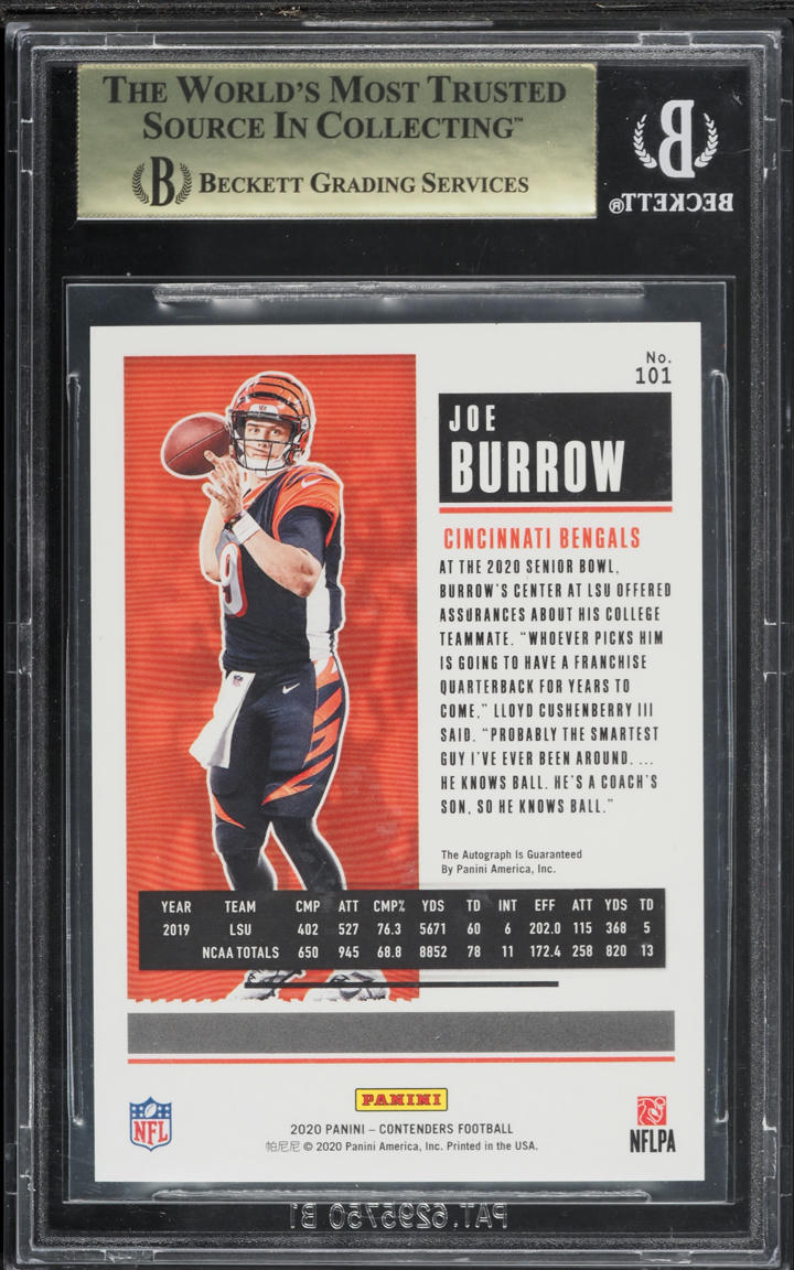 2020 Panini Contenders Championship Joe Burrow ROOKIE AUTO /49 #101A BGS 9.5 GEM MINT