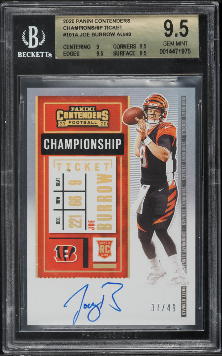 2020 Panini Contenders Championship Joe Burrow ROOKIE AUTO /49 #101A BGS 9.5 GEM MINT