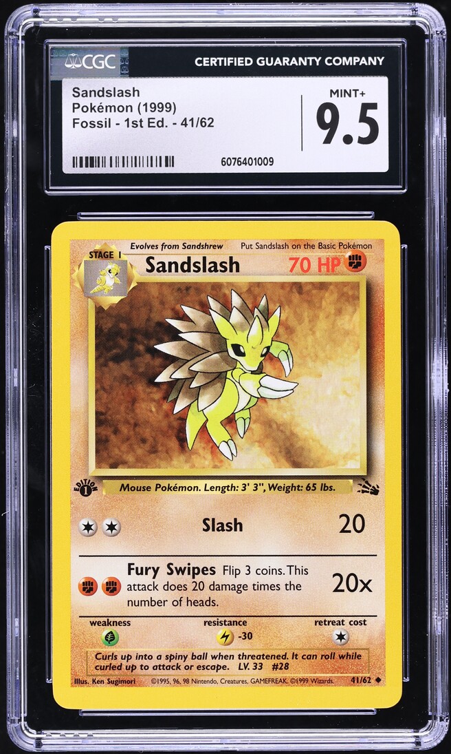 1999 Pokemon Fossil 1st Edition Sandslash #41 CGC 9.5 MINT+