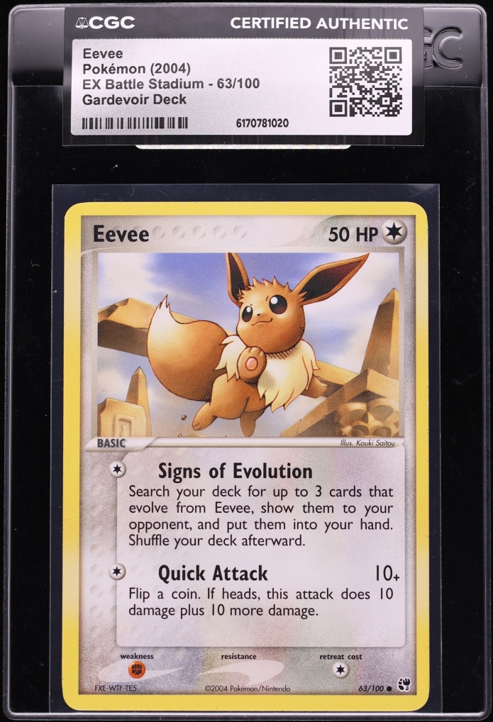 2004 Pokemon EX Battle Stadium Gardevoir Deck Eevee #63 CGC AUTH
