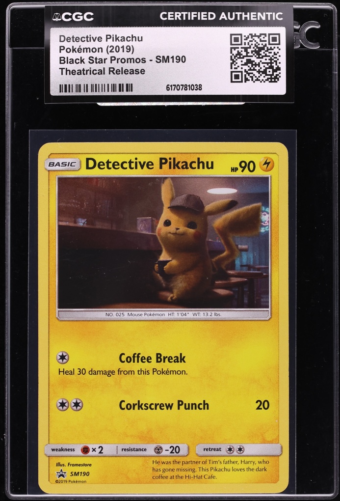 2019 Pokemon Sun & Moon Promo Theatrical Release Detective Pikachu #SM190 CGC AUTH