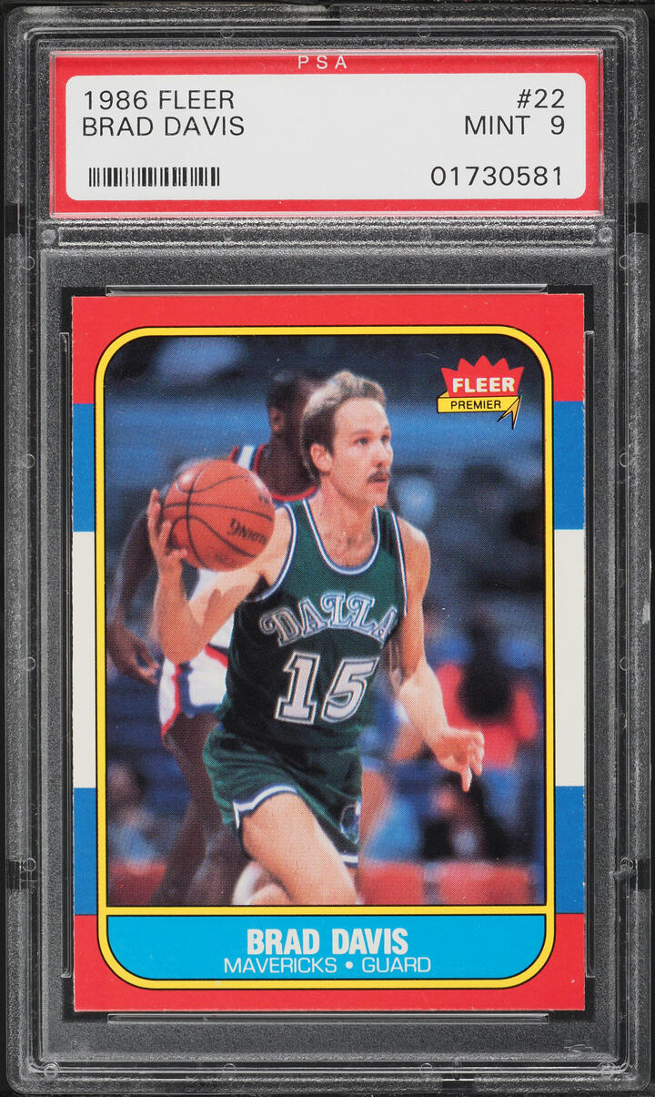 1986 Fleer Basketball Brad Davis #22 PSA 9 MINT