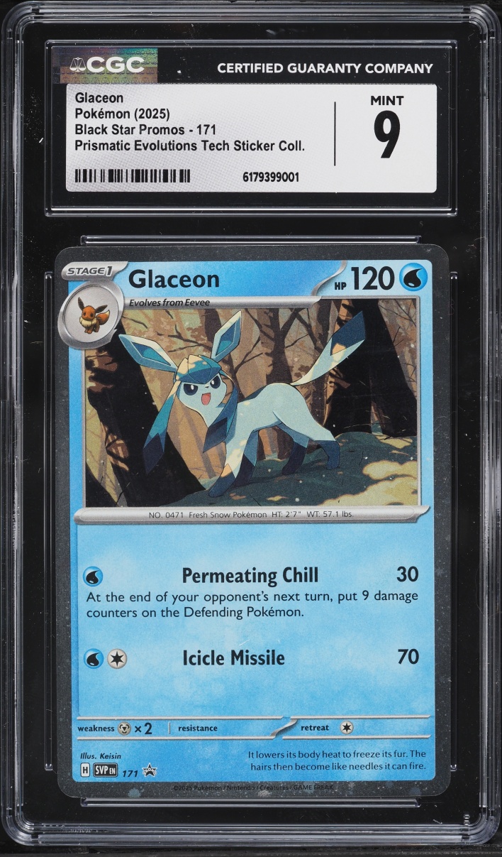 2025 Pokemon Scarlet & Violet Promo Prismatic Evolution Tech Sticker Glaceon #171 CGC 9 MINT