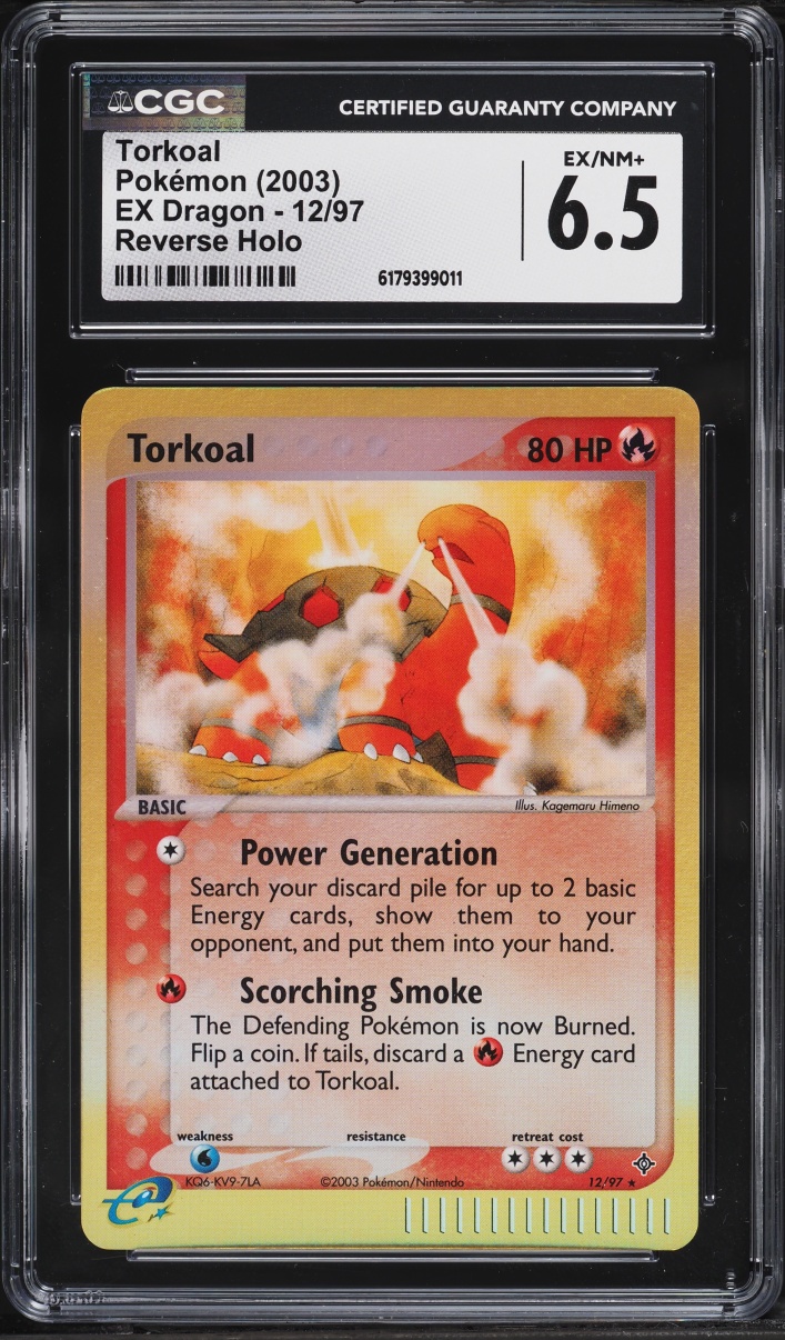 2003 Pokemon EX Dragon Reverse Holo Torkoal #12 CGC 6.5 EXMT+