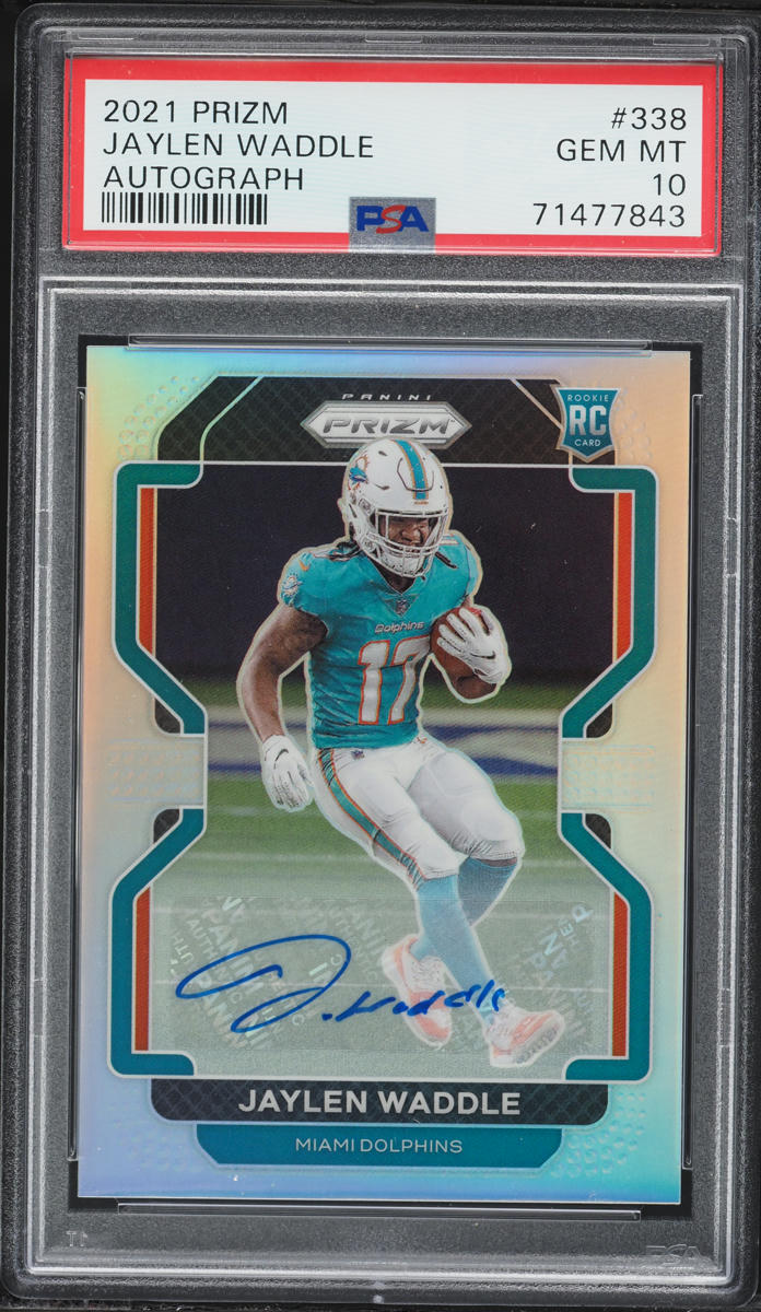 2021 Panini Prizm Silver Jaylen Waddle ROOKIE AUTO #338 PSA 10 GEM MINT