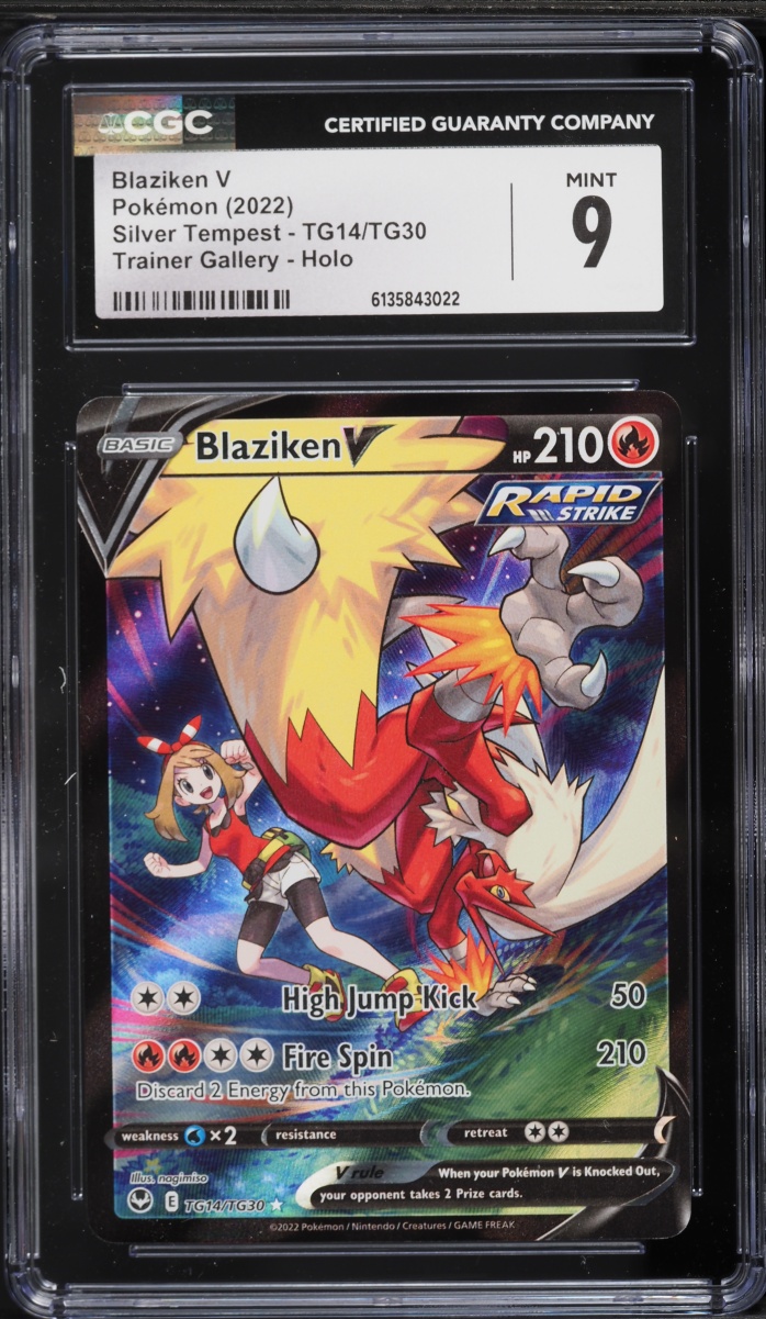 2022 Pokemon Sword & Shield Silver Tempest Full Art Blaziken V #TG14 CGC 9 MINT