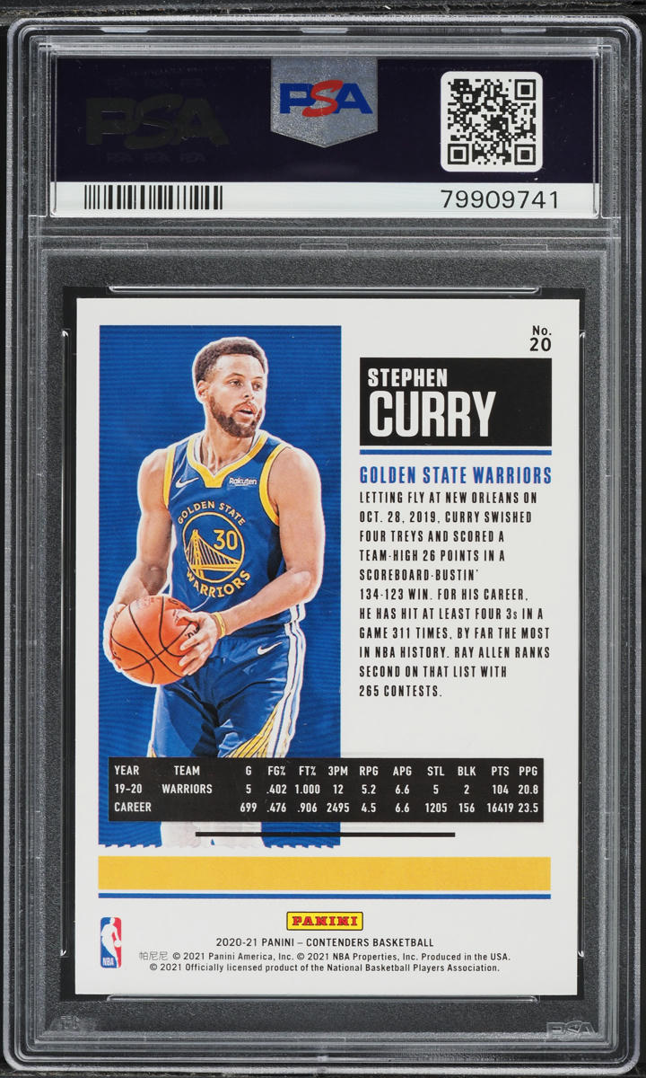 2020 Panini Contenders Stephen Curry #20 PSA 10 GEM MINT