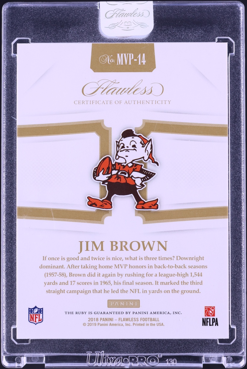 2018 Panini Flawless MVP Ruby Gems Jim Brown /15 #MVP-14 - Photo 2