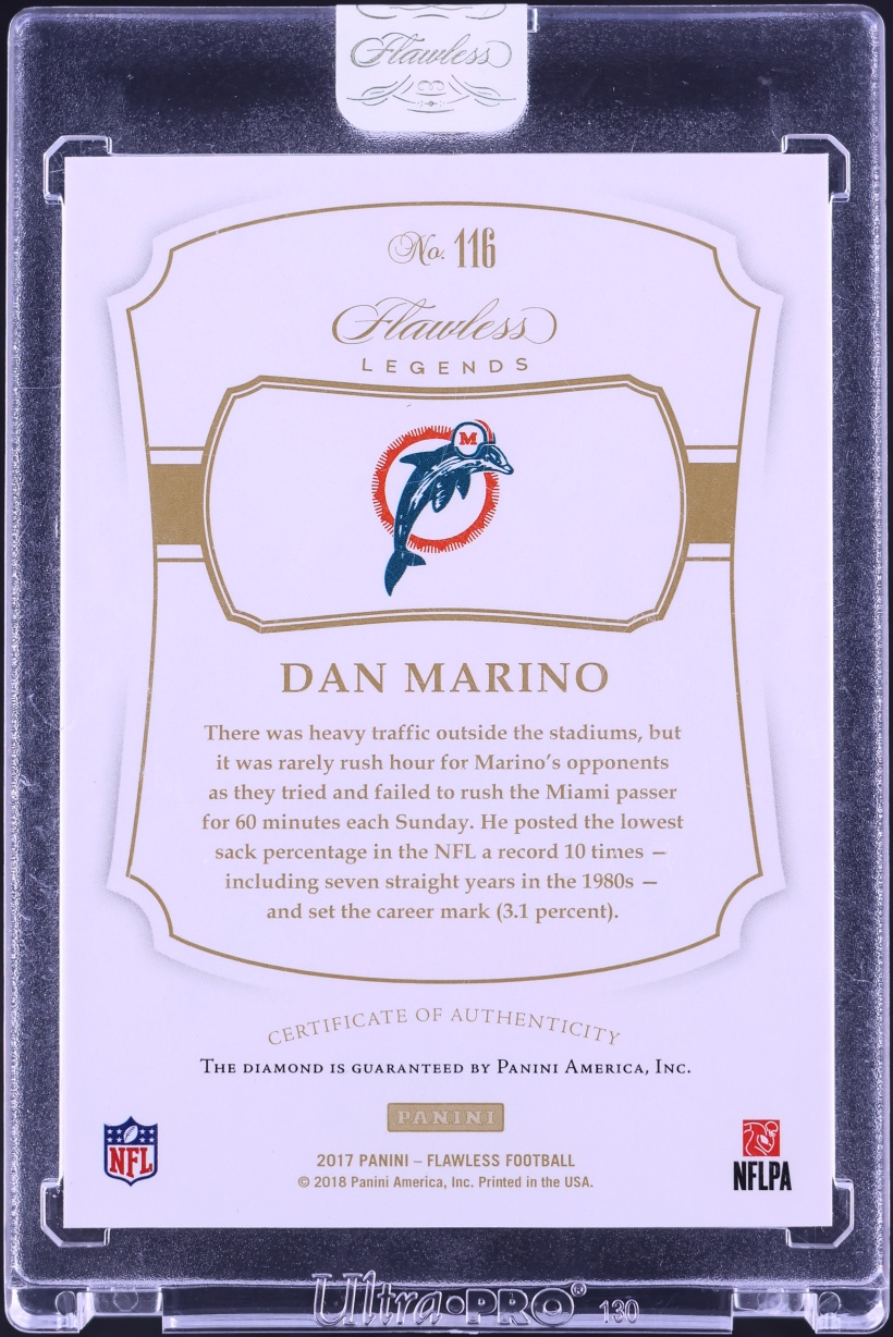 2017 Panini Flawless Legends Diamond Gems Dan Marino /10 #116 - Photo 2