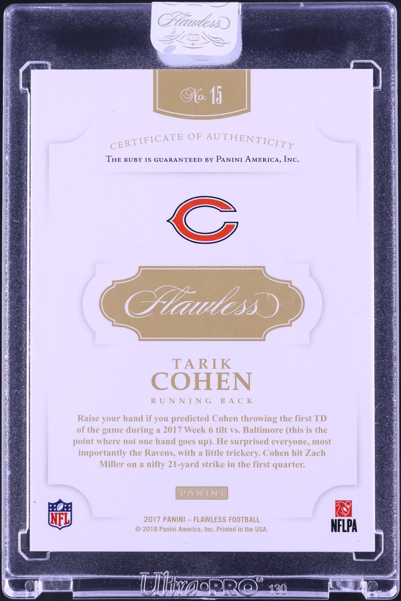 2017 Panini Flawless Ruby Gems Tarik Cohen ROOKIE /15 #15 - Photo 2