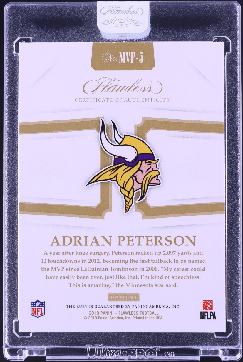 2018 Panini Flawless MVP Ruby Gems Adrian Peterson /15 #MVP-5 - Photo 2