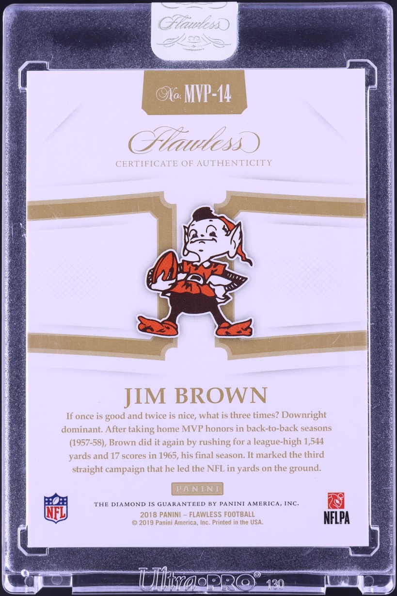 2018 Panini Flawless MVP Chocolate Diamond Gems Jim Brown 4/4 #MVP-14 - Photo 2