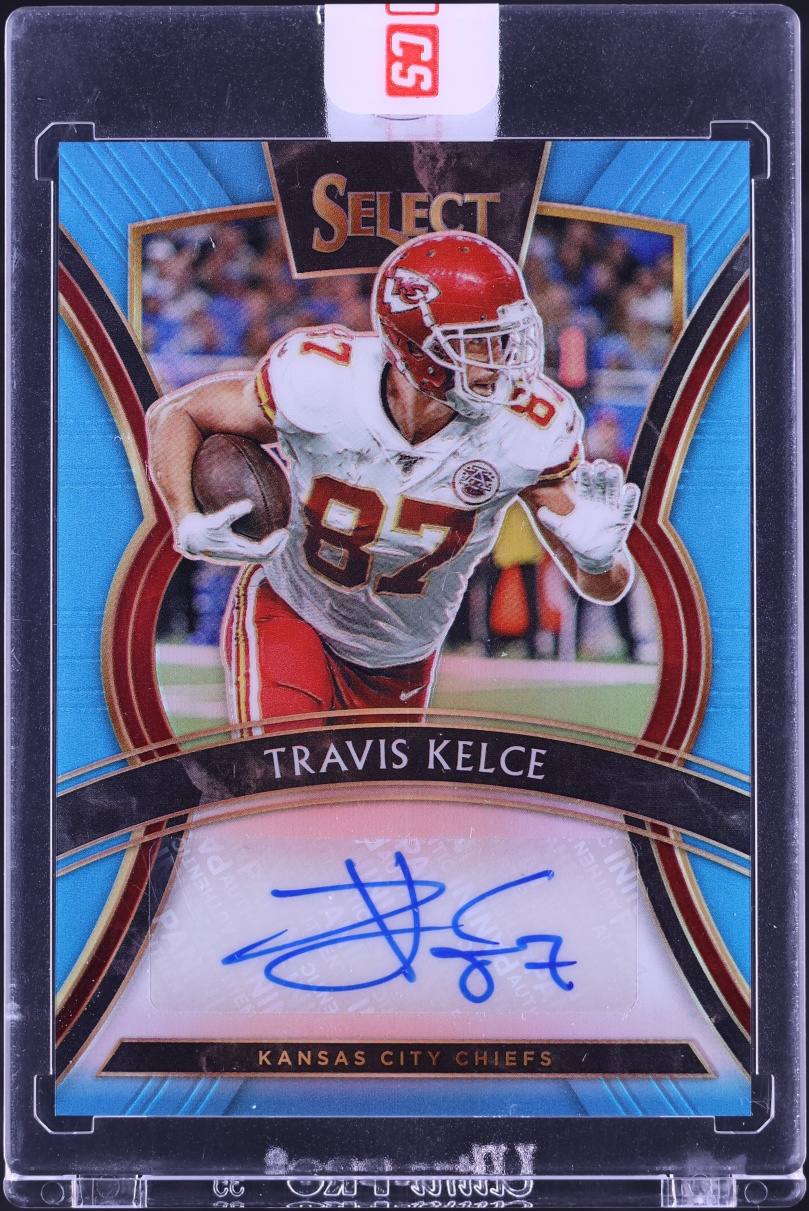 2019 Select Signatures Light Blue Prizm Travis Kelce AUTO /10 #SP-TK