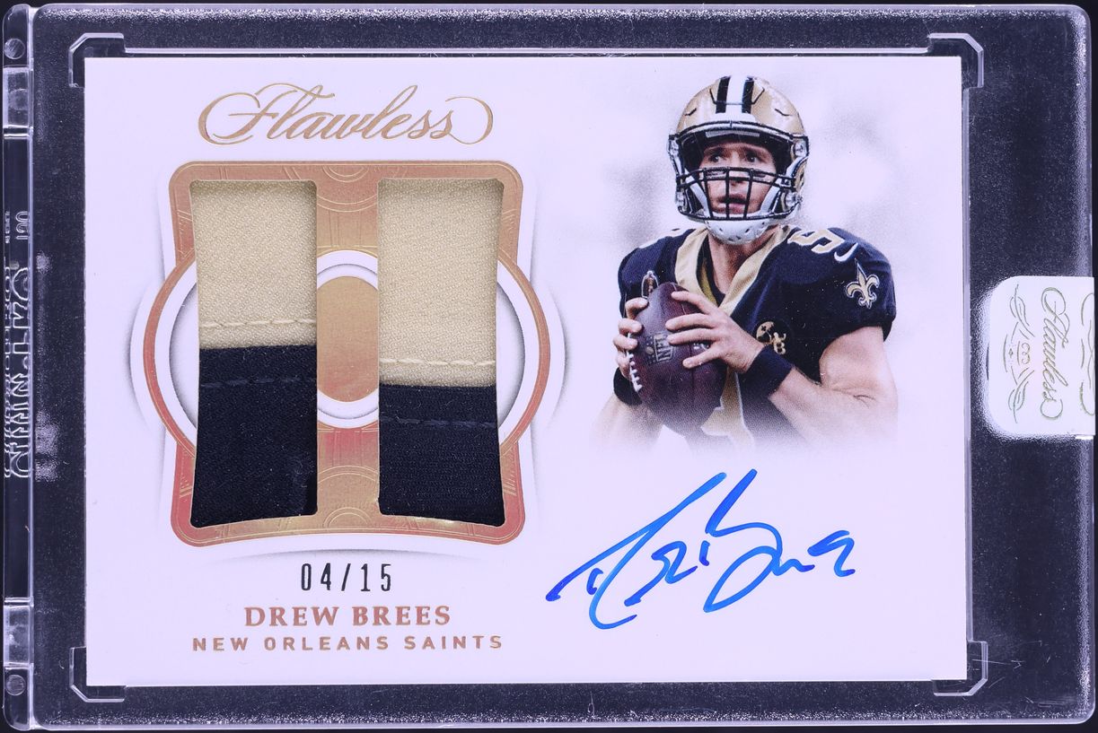 2018 Panini Flawless Dual Drew Brees PATCH AUTO /15 #DPA-DB