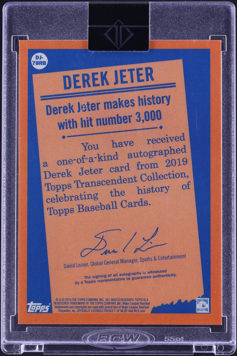 2019 Topps Transcendent Collection Through The Years '78 Derek Jeter AUTO 1/1 #DJ-78RB - Photo 2