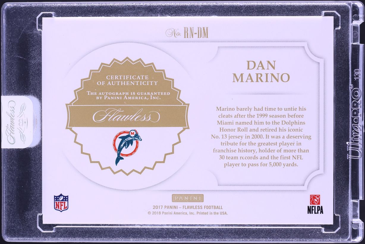 2017 Panini Flawless Retired Number Dan Marino AUTO /5 #RN-DM - Photo 2