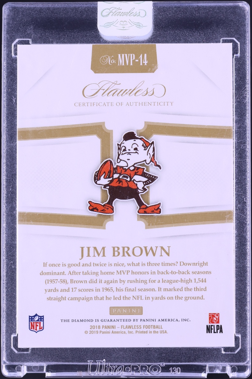 2018 Panini Flawless MVP Diamond Gems Jim Brown 10/10 #MVP-14 - Photo 2