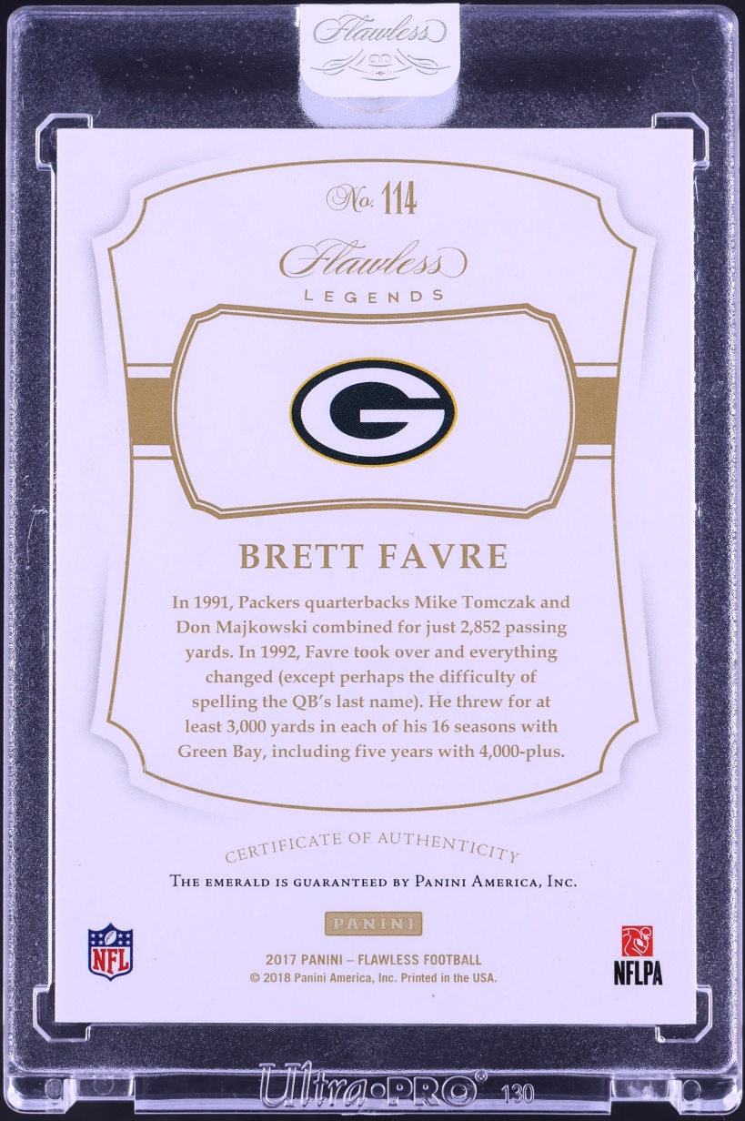 2017 Panini Flawless Legends Emerald Gems Brett Favre 5/5 #114 - Photo 2