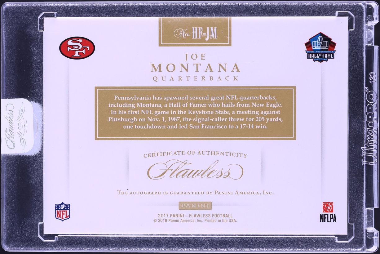 2017 Panini Flawless Hall Of Fame Joe Montana AUTO /5 #HF-JM - Photo 2