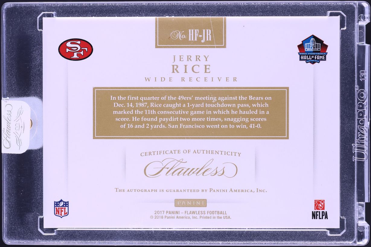2017 Panini Flawless Hall Of Fame Jerry Rice AUTO /5 #HF-JR - Photo 2