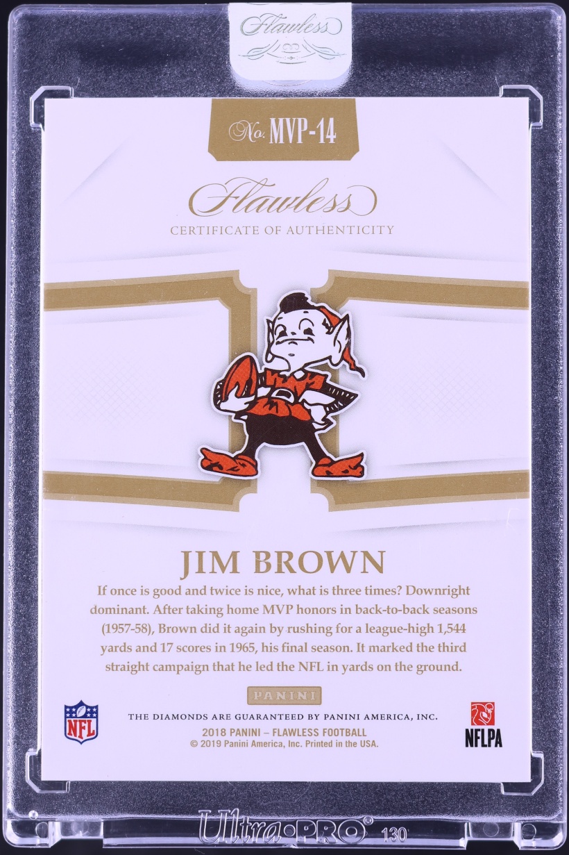 2018 Panini Flawless MVP Diamond Gems Platinum Jim Brown 1/1 #MVP-14 - Photo 2