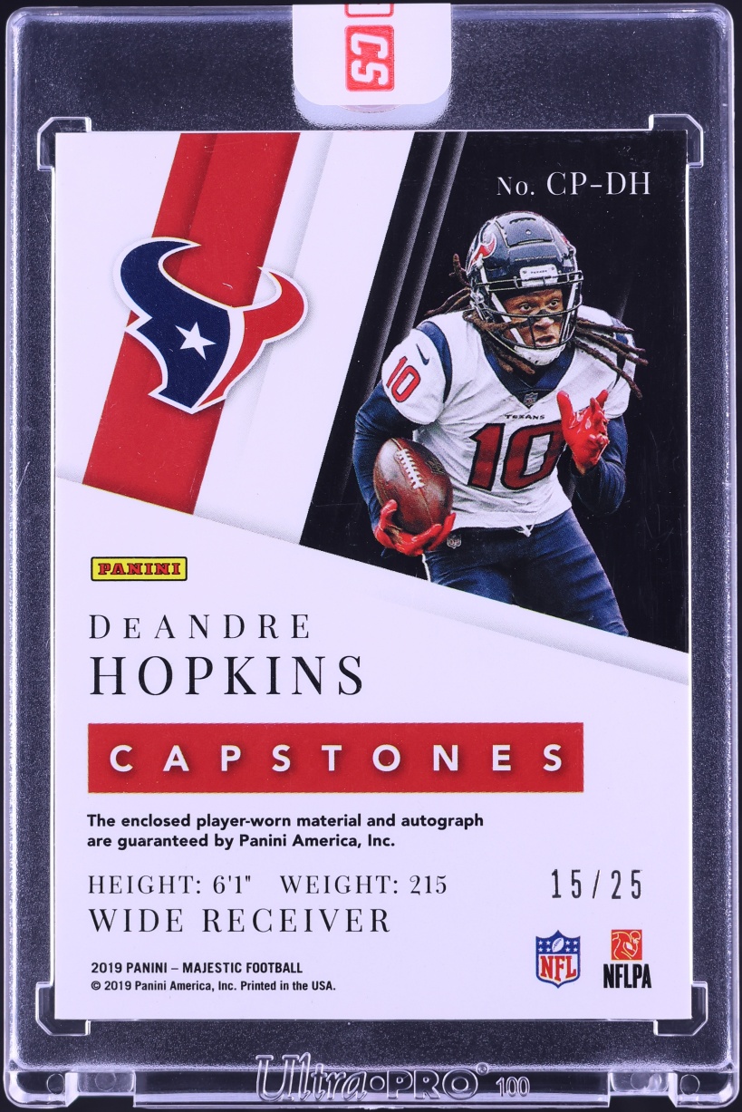 2019 Panini Majestic Capstones Gold DeAndre Hopkins PATCH AUTO /25 #CP-DH - Photo 2