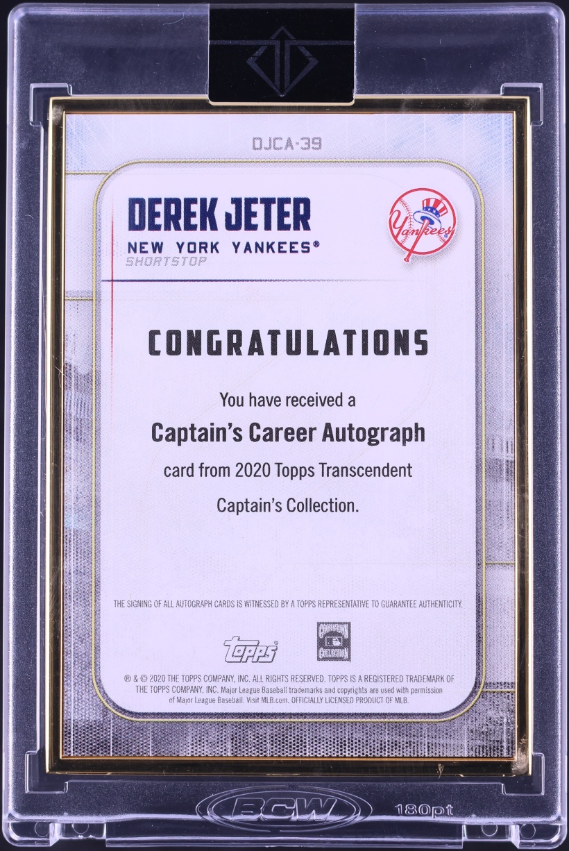 2020 Topps Transcendent Collection Captain's Career Derek Jeter AUTO JERSEY # 2/2 #DJCA-39 - Photo 2