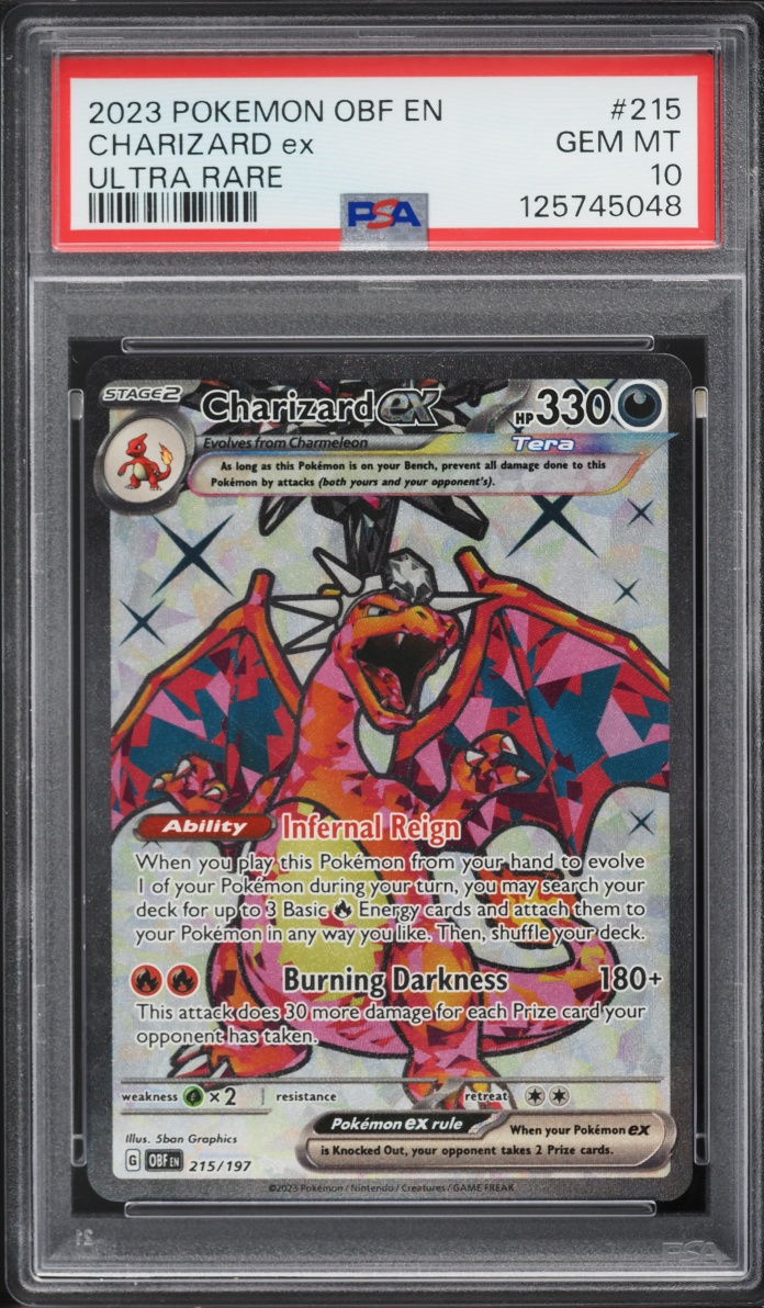2023 Pokemon Scarlet & Violet Obsidian Flames Full Art Charizard Ex #215 PSA 10 GEM MINT