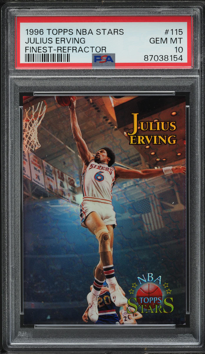1996 Topps NBA Stars Finest Refractor Julius Erving #115 PSA 10 GEM MINT