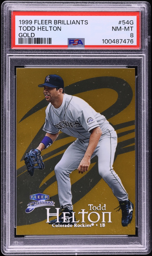 1999 Fleer Brilliants Gold Todd Helton /99 #54G PSA 8 NM-MT