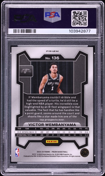 2023 Panini Prizm Green Victor Wembanyama ROOKIE #136 PSA 10 GEM MINT