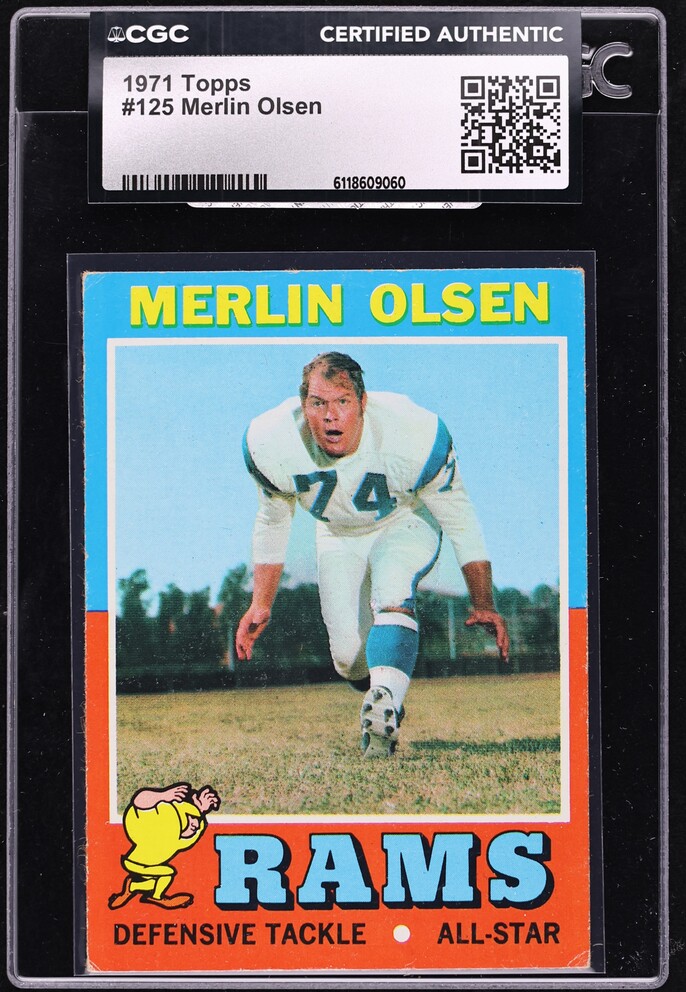 1971 Topps Football Merlin Olsen #125 CGC AUTH