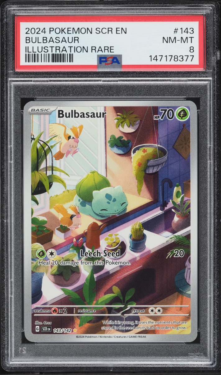2024 Pokemon Scarlet & Violet Stellar Crown IR Bulbasaur #143 PSA 8 NM-MT