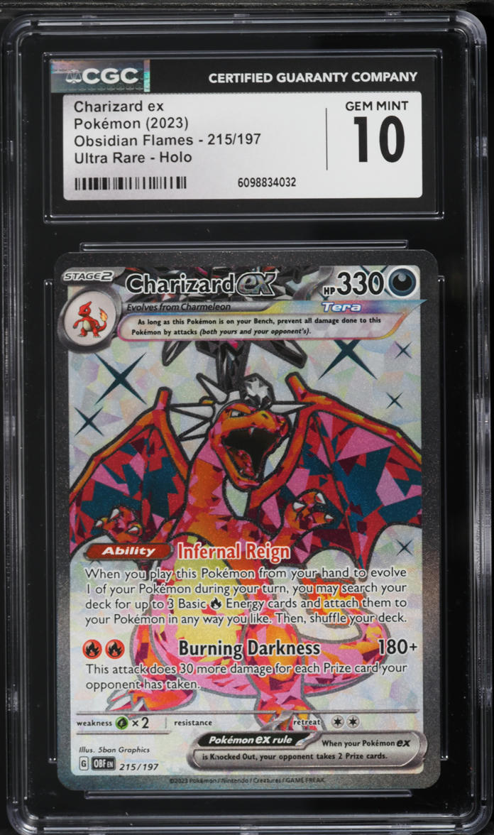 2023 Pokemon Scarlet & Violet Obsidian Flames Full Art Charizard Ex #215 CGC 10 GEM MINT