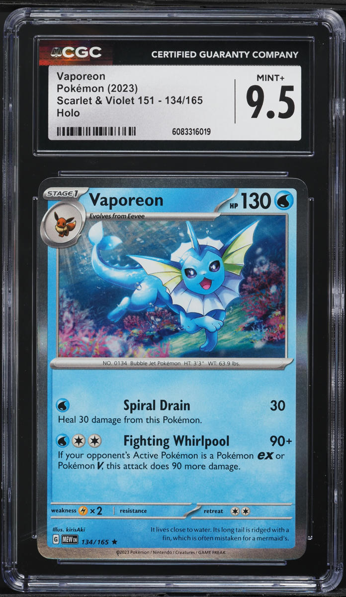2023 Pokemon Scarlet & Violet 151 Holo Vaporeon #134 CGC 9.5 MINT+