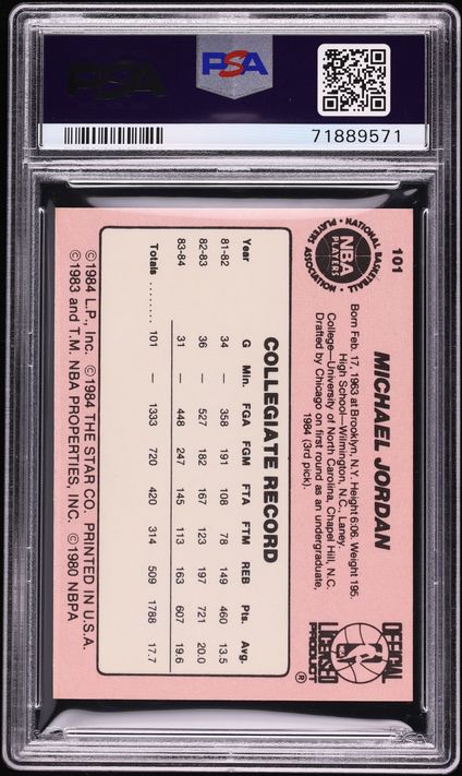 1984 Star Basketball Michael Jordan ROOKIE #101 PSA 7 NRMT
