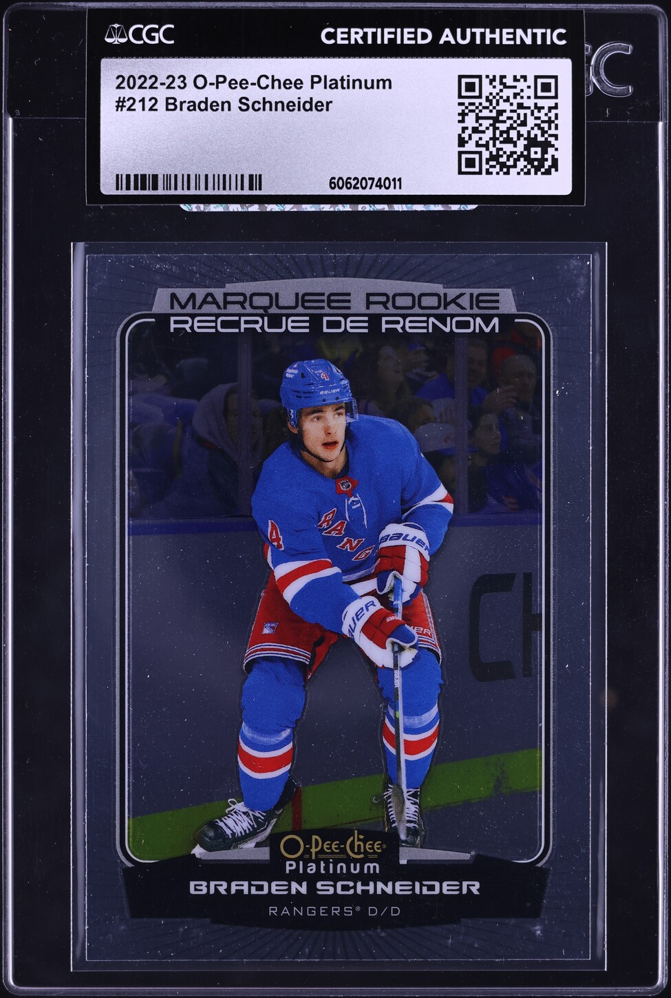 2022 O-Pee-Chee Platinum Braden Schneider ROOKIE #212 CGC AUTH