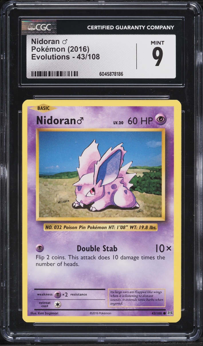2016 Pokemon XY Evolutions Nidoran #43 CGC 9 MINT