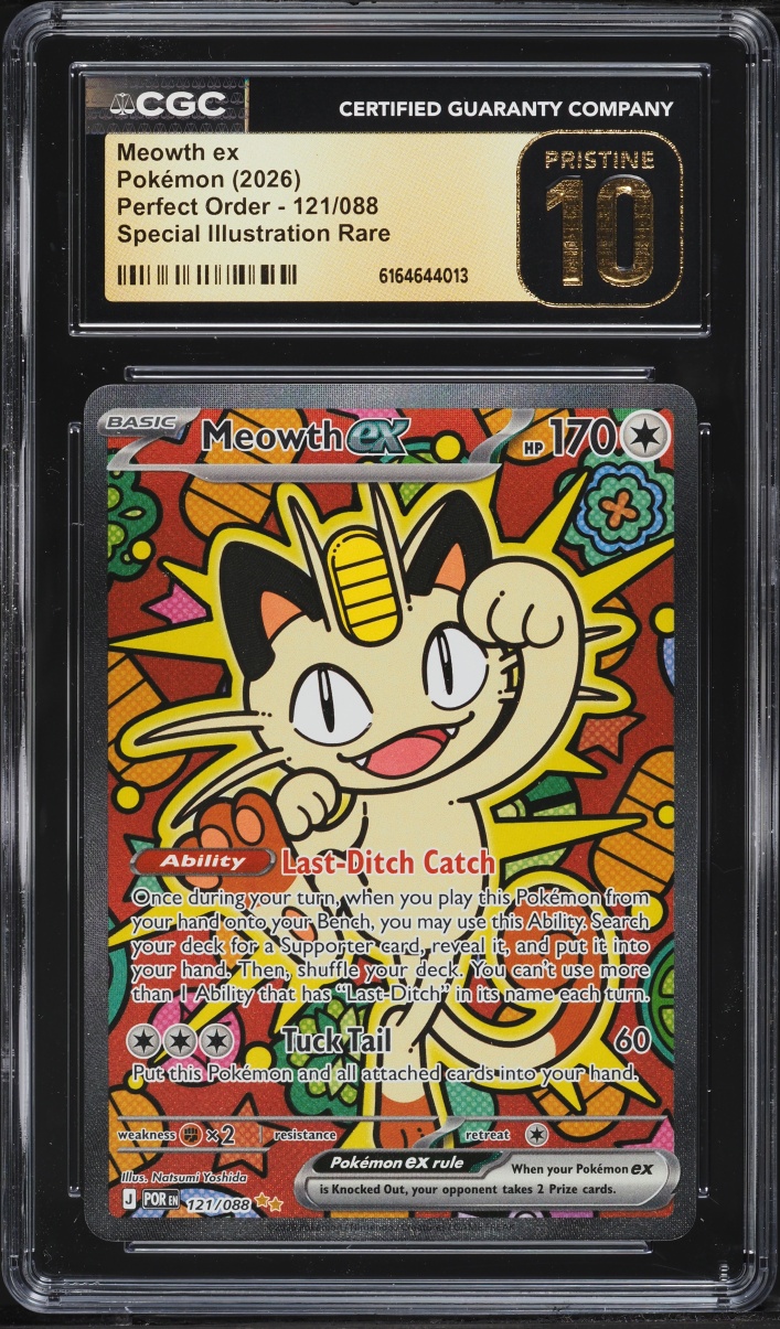 2026 Pokemon Mega Evolution Perfect Order SIR Meowth ex #121 CGC 10 PRISTINE