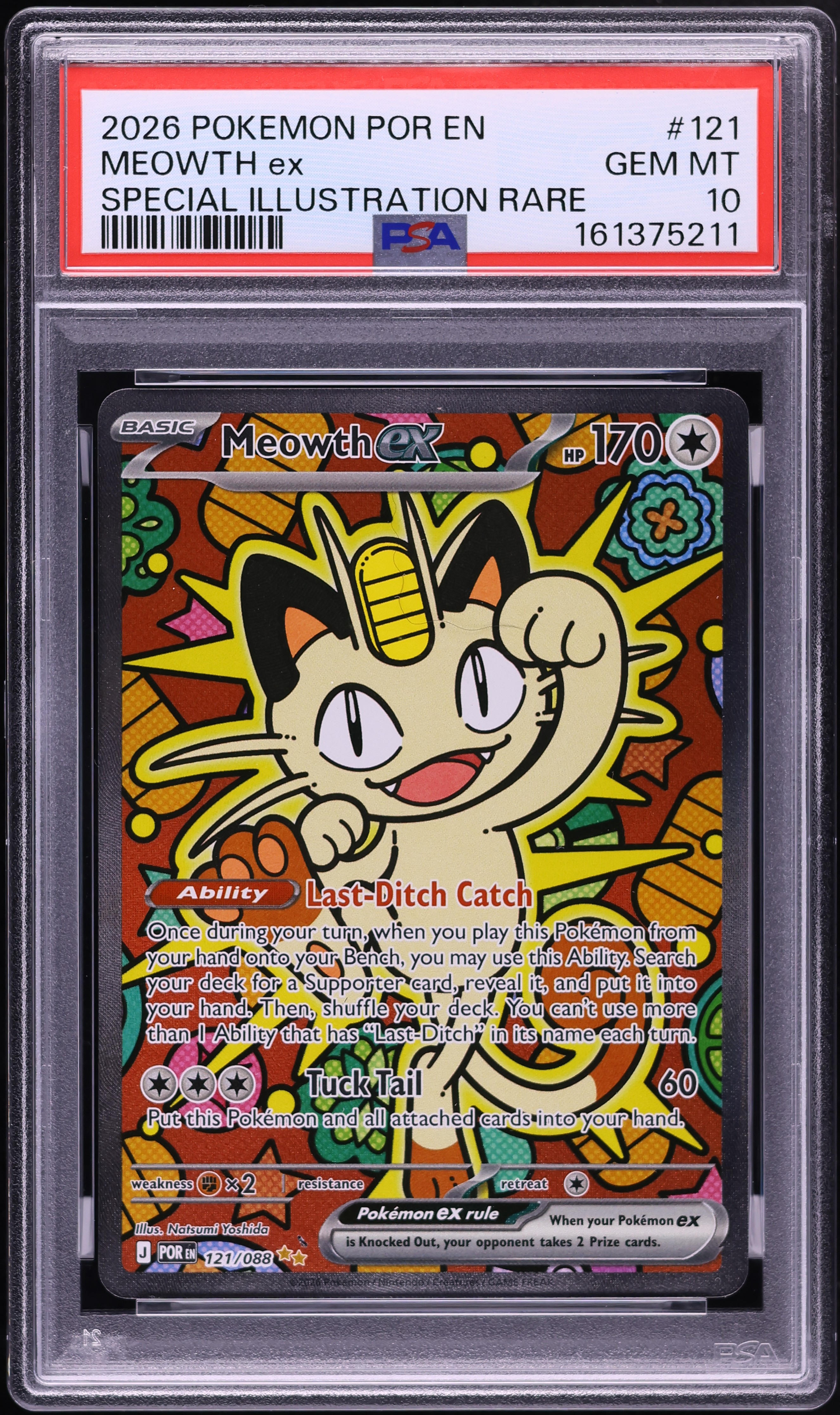 2026 Pokemon Mega Evolution Perfect Order SIR Meowth Ex #121 PSA 10 GEM MINT