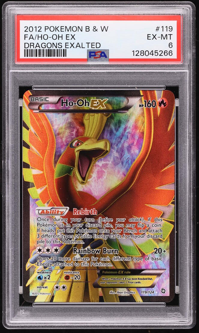 2012 Pokemon Black & White Dragons Exalted Full Art Ho-Oh EX #119 PSA 6 EXMT