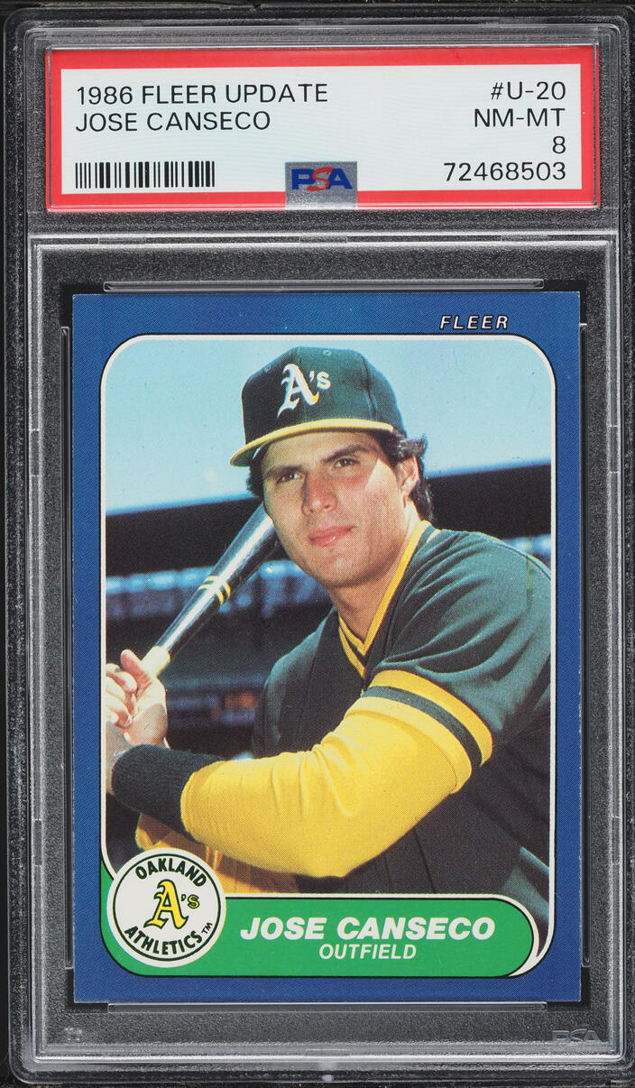 1986 Fleer Update Jose Canseco ROOKIE #U-20 PSA 8 NM-MT