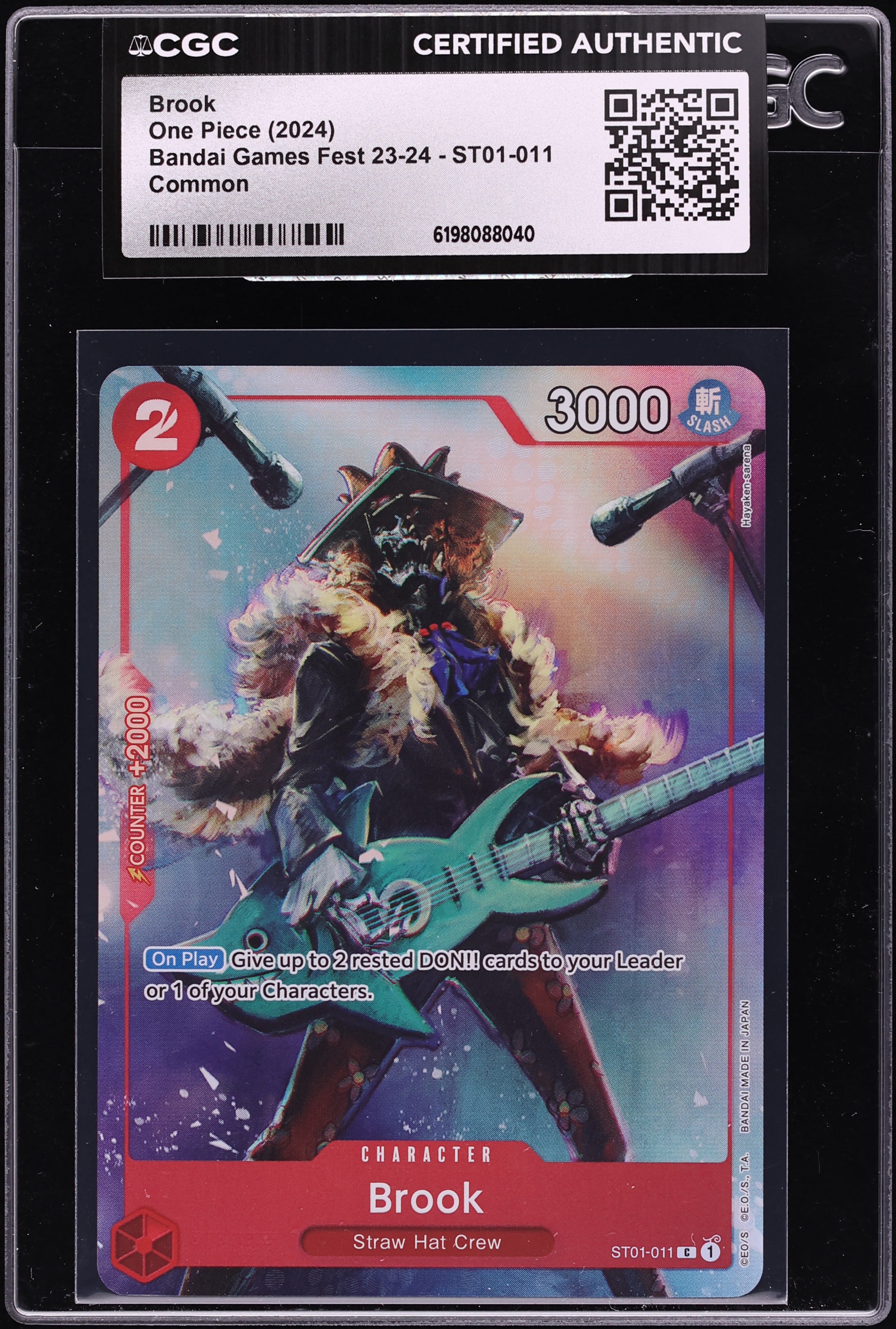 2024 One Piece Bandai Games Fest '23-'24 Alt Art Brook #ST01-011 CGC AUTH